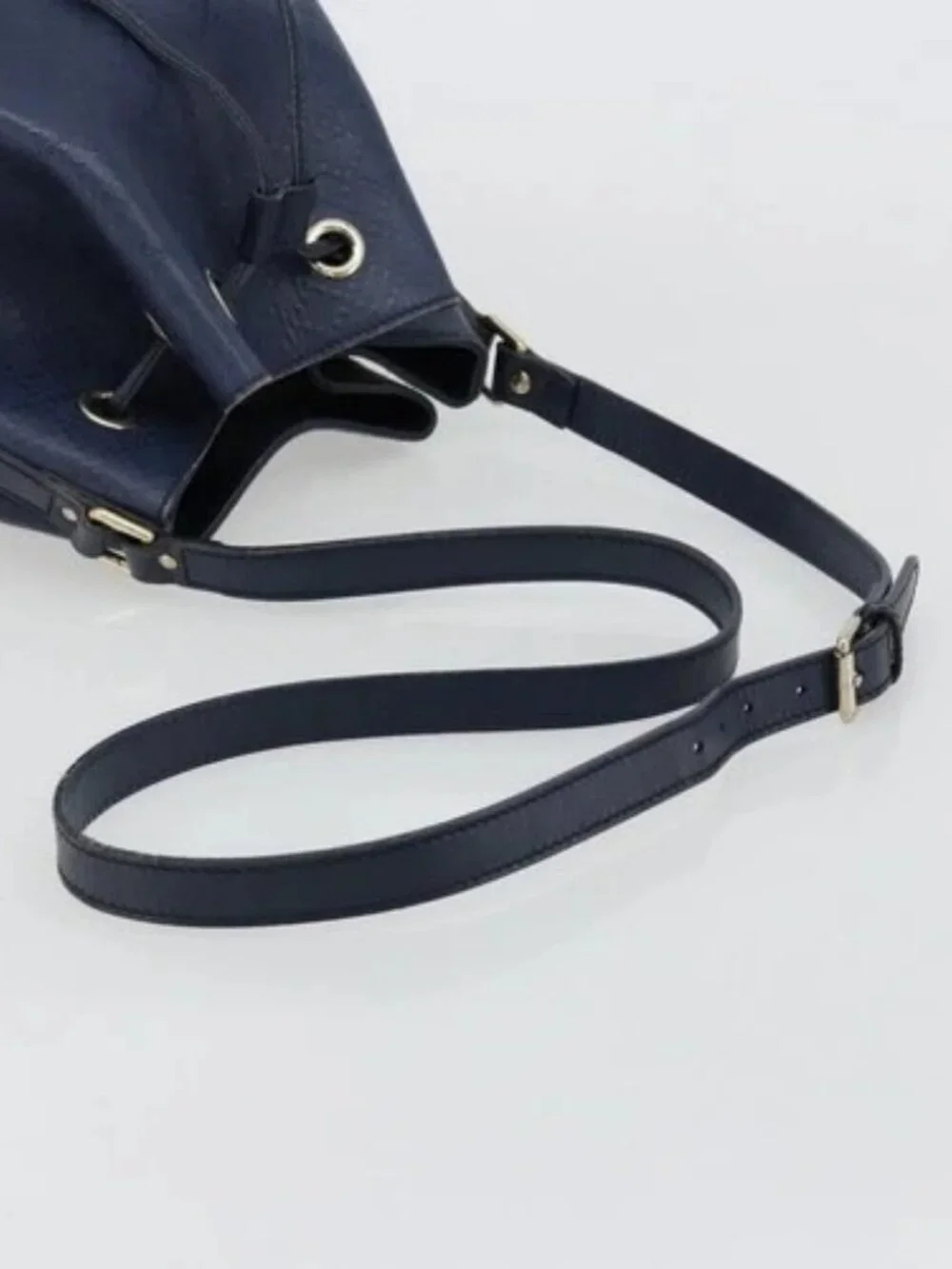 GUCCI Diamante Shoulder Bag Leather Navy Silver 354228 Auth 181216